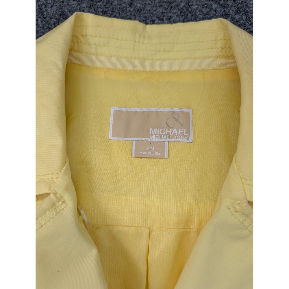 MICHAEL Michael Kors Coat Womens M Yellow Trench Belted 3/4 Sleeve Button Front - Picture 2 of 8